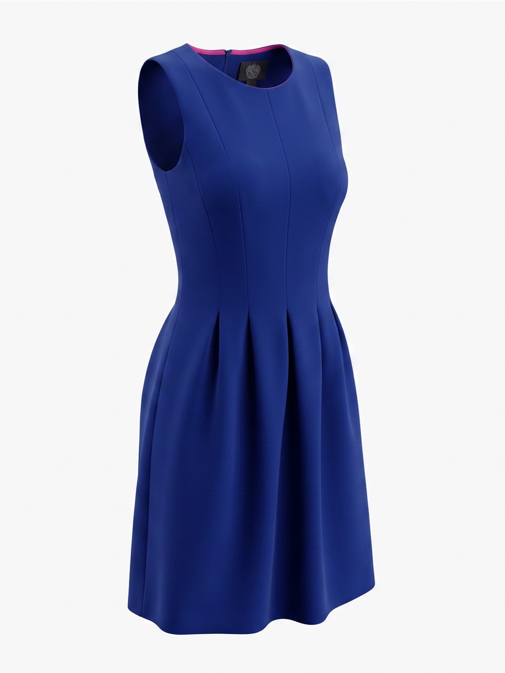 Vince Camuto Royal Blue Sleeveless Pleated Fit & Flare Dress with Pockets | 4
